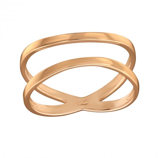 Inel argint placat cu aur roz 14K,  Incrucisat, Marimea 59, A4S39506