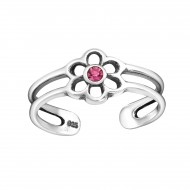 Inel de picior argint,  Floare, Reglabil, Rose, A4S17345