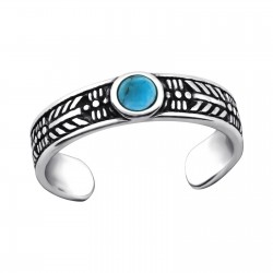 Inel de picior argint, Rotund, Blue Turquoise Reglabil, A4S27897 Inel de picior argint, Rotund, Blue Turquoise Reglabil, A4S27897