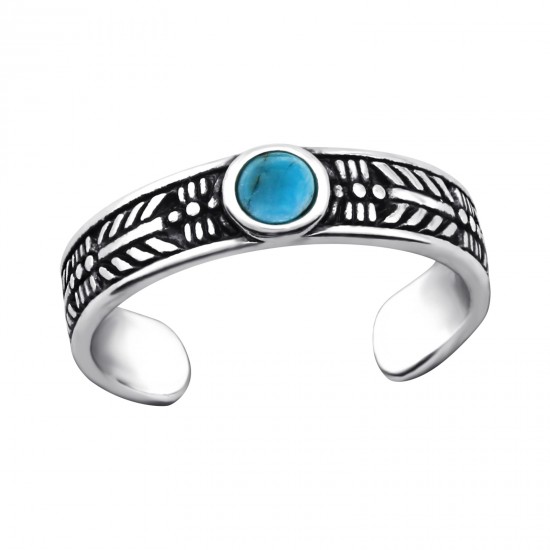 Inel de picior argint,  Rotund, Blue Turquoise Reglabil, A4S27897