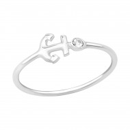 Inel argint,  Ancora cu cristale din Zirconiu White, Marimea 52, A4S39374-1