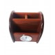 Ornament de birou cu ceas din lemn, Maro, 12 cm, 3561DX