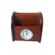 Ornament de birou cu ceas din lemn, Maro, 12 cm, 3561DX
