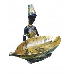 Ornament decorativ, Africana cu suport pentru bijuterii, Auriu, 19 cm, LY231907
