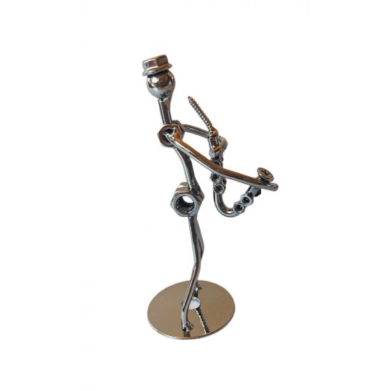Ornament decorativ, Muzicant din metal, Nergu, 13 cm, 356XD-3