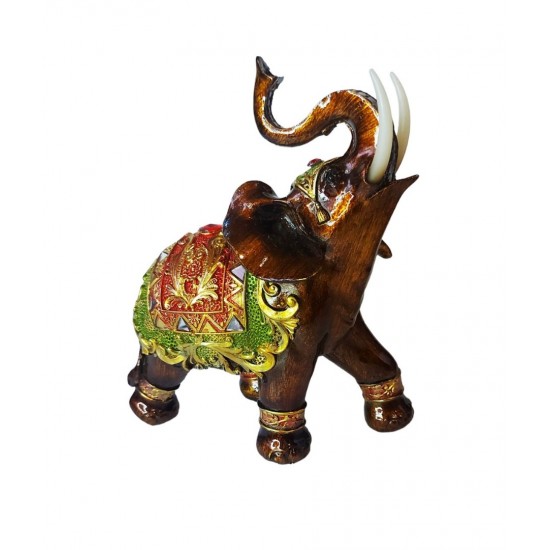 Statueta Decorativa, Elefant cu trompa in sus, Maro, 20 cm, GA24407 Statueta Decorativa, Elefant cu trompa in sus, Maro, 20 cm, GA24407
