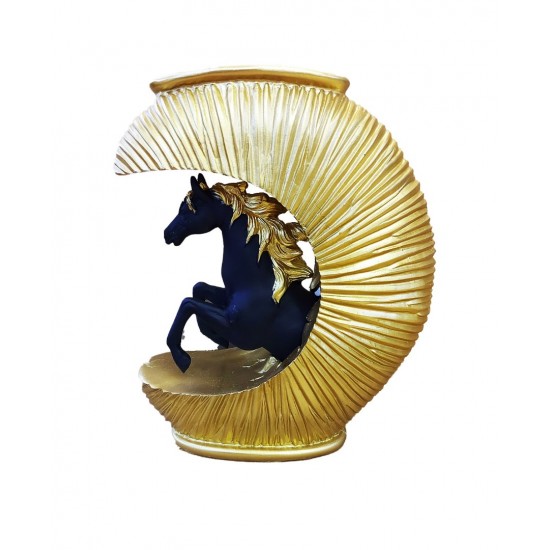 Statueta decorativa Cal, Negru, 20 cm, 091407-3C