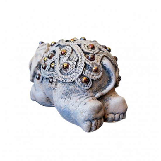 Statueta decorativa, Elefant cu perle, Gri, 14 cm, DVSAS072 Statueta decorativa, Elefant cu perle, Gri, 14 cm, DVSAS072