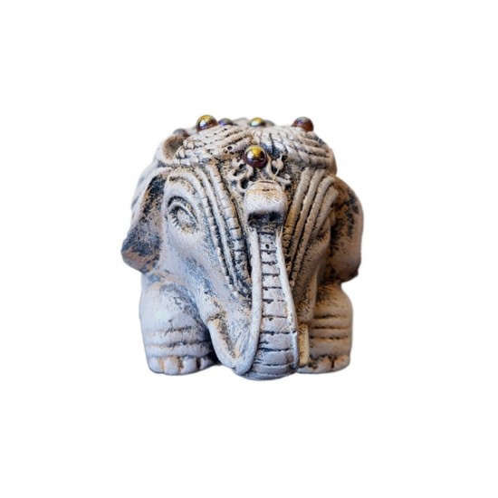 Statueta decorativa, Elefant cu perle, Gri, 14 cm, DVSAS072 Statueta decorativa, Elefant cu perle, Gri, 14 cm, DVSAS072