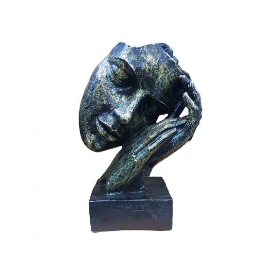 Statueta decorativa masca, Negru-Auriu, 22 cm, 637CB-4
