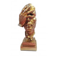 Statueta decorativa masca, Nu vad, Gold, 33 cm, HC3021X