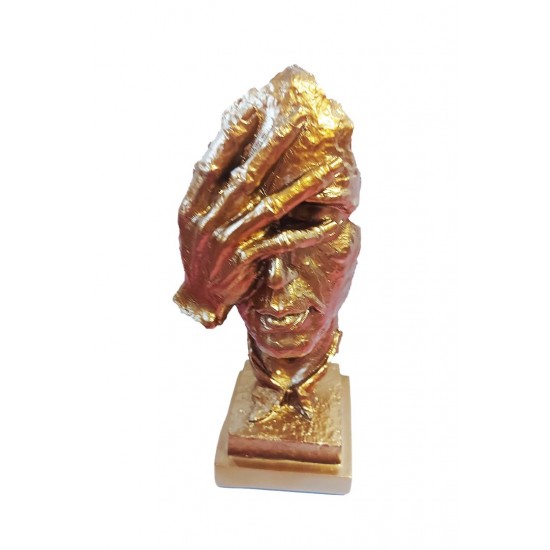 Statueta decorativa masca, Nu vad, Gold, 33 cm, HC3021X