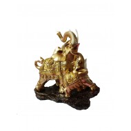 Statueta elefant mama si pui pe stanca, 25 cm, 33295JX