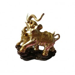 Statueta elefant mama si pui pe stanca, 25 cm, 33295JX