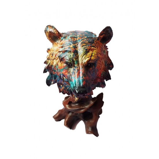 Statueta in trunchi de copac, Cap de Urs, 28 cm, 1016A5