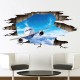 Sticker decorativ 3D, Gaura in perete, avion pe cer  115 cm, 97STK