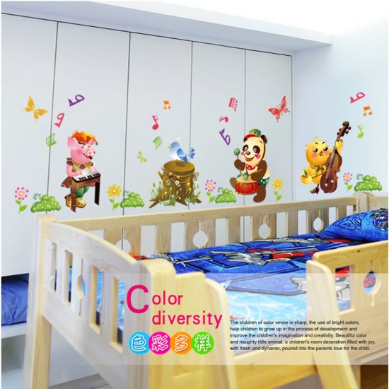 Sticker decorativ, Animalute cu instrumente muzicale 218 cm, 99STK