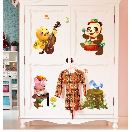 Sticker decorativ, Animalute cu instrumente muzicale 218 cm, 99STK