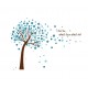 Sticker decorativ, Copacel cu flori albastre  150 cm, 107STK