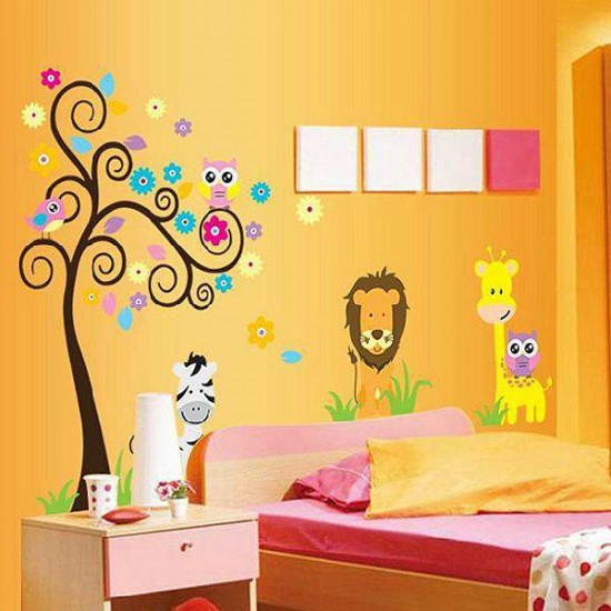 Sticker decorativ Copacelul cu animale,multicolor 120 cm,103STK
