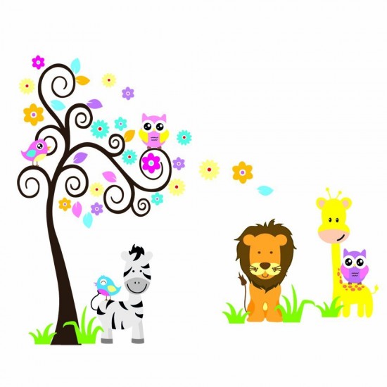 Sticker decorativ Copacelul cu animale,multicolor 120 cm,103STK