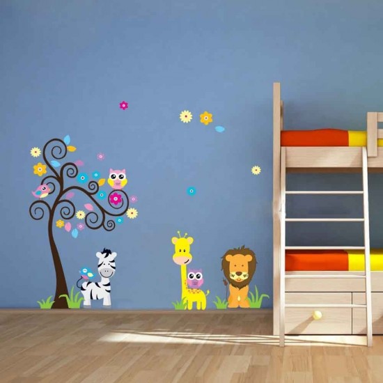 Sticker decorativ Copacelul cu animale,multicolor 120 cm,103STK
