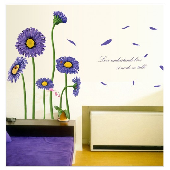 Sticker decorativ, Crizanteme albastre 178 cm, 133STK