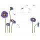 Sticker decorativ, Crizanteme albastre 178 cm, 133STK