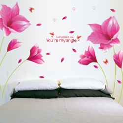 Sticker decorativ, Flori roz, 215 cm, 91STK