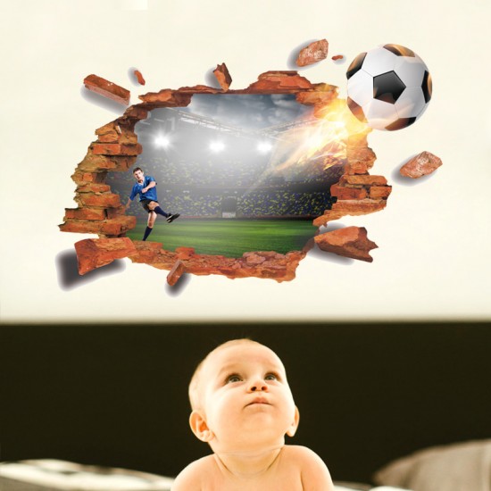 Sticker decorativ , Gaura in perete, fotbal 88 cm, 82STK