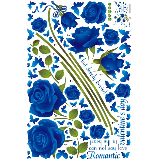 Sticker decorativ, Trandafiri albastrii 147 cm, 129STK Sticker decorativ, Trandafiri albastrii 147 cm, 129STK