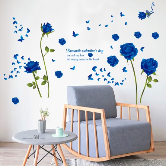 Sticker decorativ, Trandafiri albastrii 147 cm, 129STK Sticker decorativ, Trandafiri albastrii 147 cm, 129STK