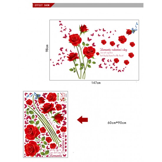 Sticker decorativ, Trandafiri rosii 147 cm, 128STK
