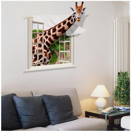 Sticker decorativ, fereastra cu girafa 79 cm, 58STK