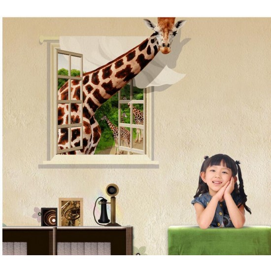 Sticker decorativ, fereastra cu girafa 79 cm, 58STK