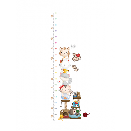 Sticker decorativ, masuratoare cu pisicute 180 cm, 80STK