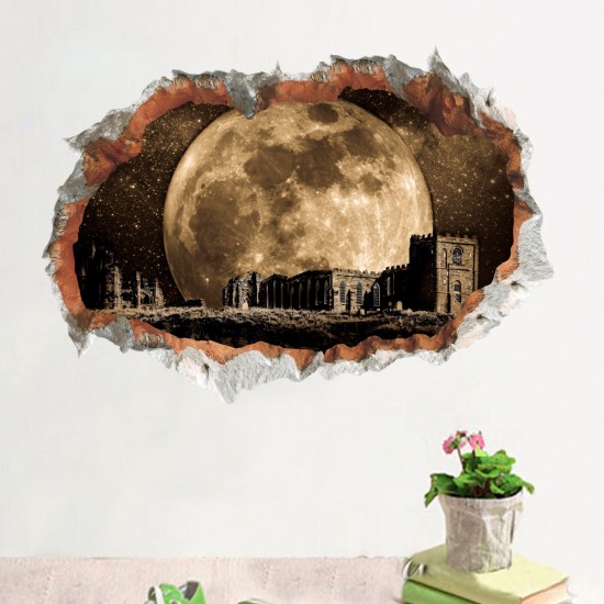 Sticker decorativ, Gaura in perete, privire spre luna 85 cm, 146STK-1