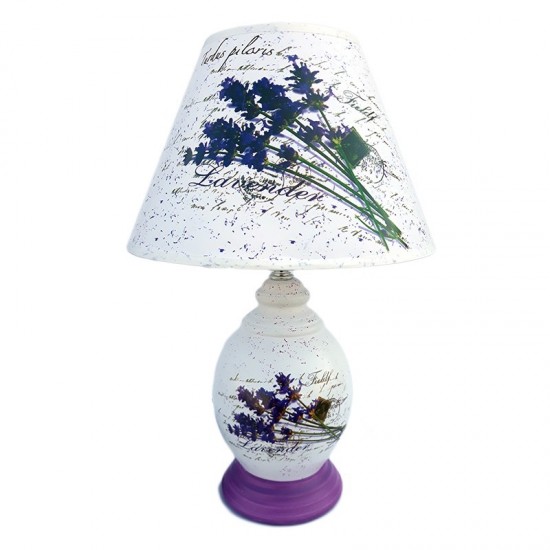 Veioza cu imprimeu buchete de lavanda, soclu E17, 40W, 569E Veioza cu imprimeu buchete de lavanda, soclu E17, 40W, 569E
