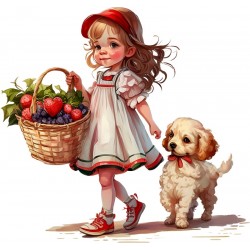 Sticker decorativ, Fetita si Catelul, Multicolor, 63 cm, 1294STK-4