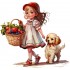 Sticker decorativ, Fetita si Catelul, Multicolor, 63 cm, 1294STK-4