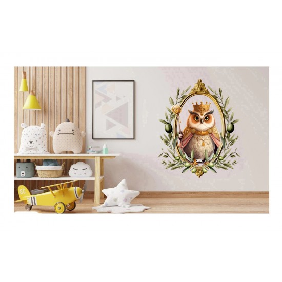 Sticker decorativ, Bufnita, Portocaliu, 72 cm, 1295STK-3