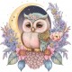 Sticker decorativ, Bufnita, Multicolor, 60 cm, 1296STK-4 Sticker decorativ, Bufnita, Multicolor, 60 cm, 1296STK-4