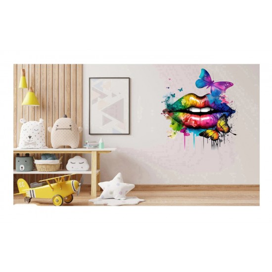 Sticker decorativ, Buze, Mov, 70 cm, 1299STK-1