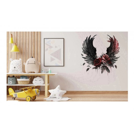 Sticker decorativ, Aripi, Negru, 61 cm, 1303STK-1