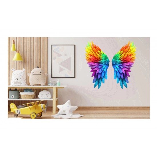 Sticker decorativ, Aripi, Albastru, 63 cm, 1303STK-6