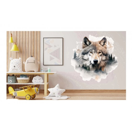 Sticker decorativ, Lup, Gri, 65 cm, 1307STK-5