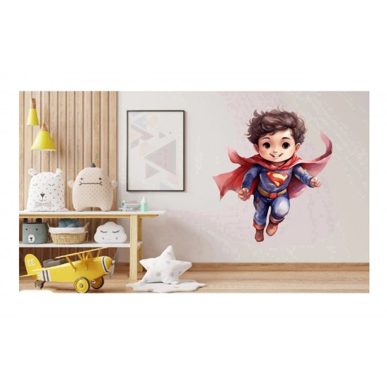 Sticker decorativ Baiat Supererou, Rosu, 67 cm, 1309STK-10 Sticker decorativ Baiat Supererou, Rosu, 67 cm, 1309STK-10