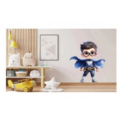 Sticker decorativ Baiat Supererou, Albastru, 72 cm, 1309STK-5