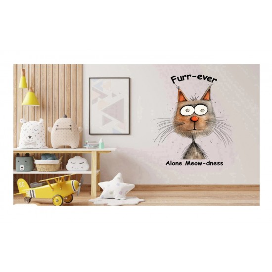 Sticker decorativ Pisica, Gri, 76 cm, 1313STK-6