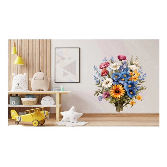 Sticker decorativ, Flori Salbatice, Alb, 67 cm, 1319STK-2 Sticker decorativ, Flori Salbatice, Alb, 67 cm, 1319STK-2